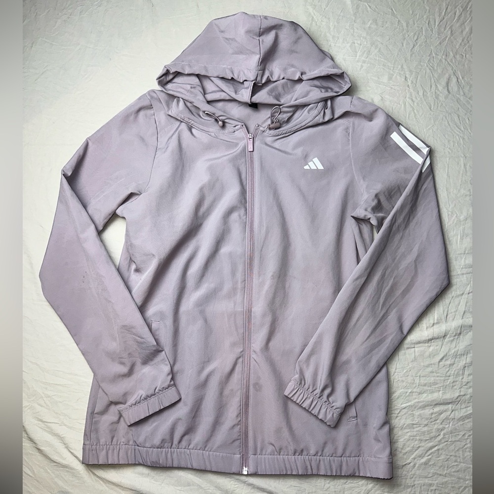 Adidas Light Purple Hooded Jacket women's windbreaker Size Medium